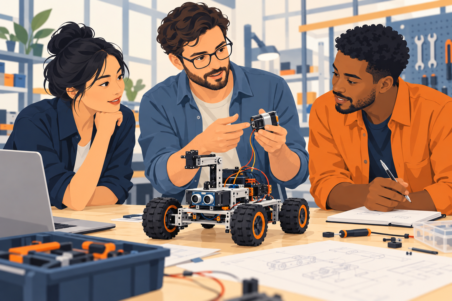 Sample teamwork illustration; original workshop photo pending